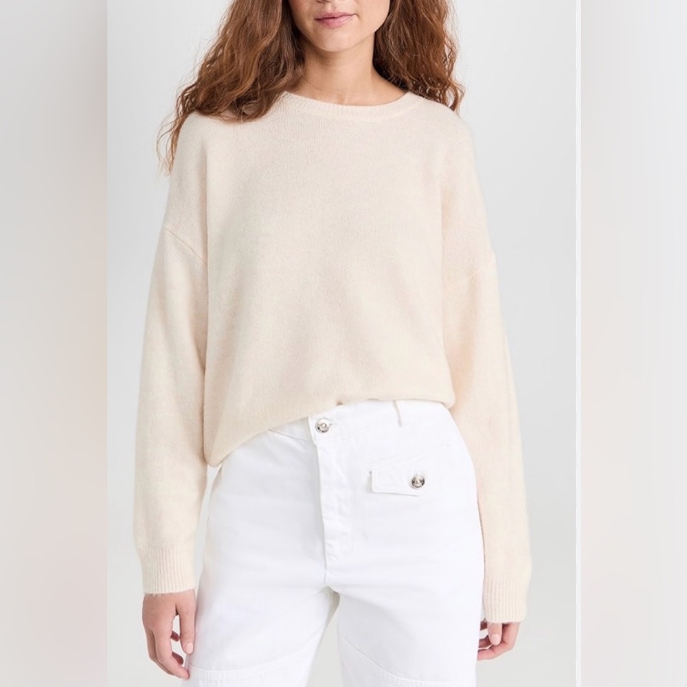 SUNDRY Women’s Cropped Sweatshirt Ivory Relaxed Cozy Fleece Size 0 (XS)